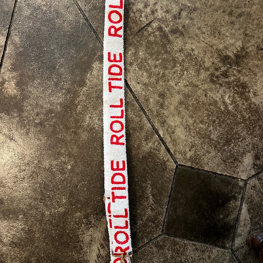 Red and White 'Roll Tide' Beaded Purse Strap